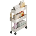 thumbnail image 1 of Fmxomd Slim Storage Cart with Wheels 3 Tier Bathroom Organizer Rolling Utility Mobile Shelving Unit Slide Out - for Office Kitchen Laundry Room Narrow Places - White, 1 of 7
