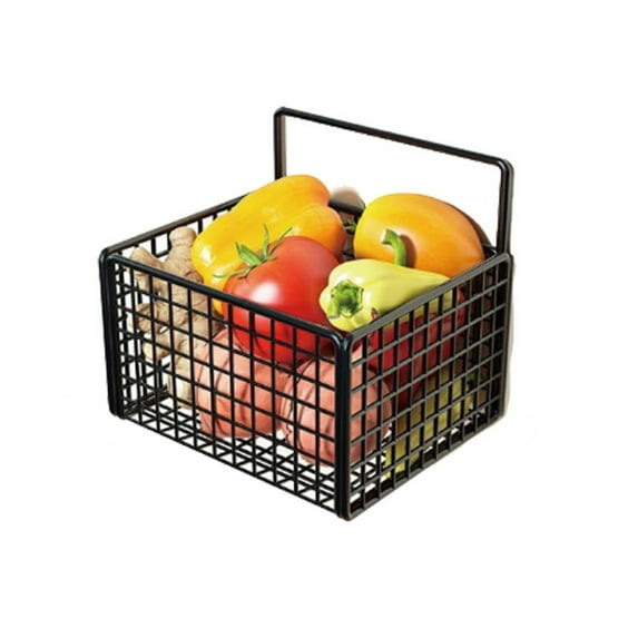 Fmxomd Hanging Wall Basket Wire Storage Baskets - Adhesive Basket for Cabinet Door Organizer - Hanging Seasoning Baskets for Kitchen Pantry - Black
