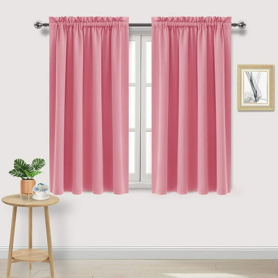 Fmxomd Blackout Curtains for Bedroom 45 Inches Long Room Darkening Heat Insulated Blocking Grommet Window Drapes for Room - 2 Panels 38x54 Inch Pink
