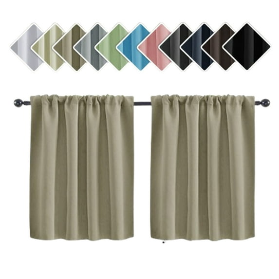 Fmxomd Thermal Short Blackout Curtains for Small Window - Darkening Curtains for Living Room Bedroom Kitchen - W29.9xL36 Inch Set of 2 Panels - Khaki
