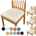 thumbnail image 1 of Fmxomd Waterproof PU Leather Seat Covers for Dining Chairs 4 Pack Stretch Dining Room Chair Seat Covers - Kitchen Chair Seat Covers Protectors - White, 1 of 8