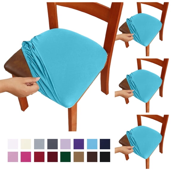 Fmxomd Seat Covers for Dining Room Chair Set of 4 - Stretch Fit Removable Washable Anti-Dust Desk Chair Seat Cushion Protectors - Sky Blue Chair Covers