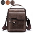 thumbnail image 1 of Fmxomd Messenger Bag for Men Crossbody Shoulder Purse Small Vintage PU Leather Satchel Pouch - Side Crossover Handbag Office Business for Men - Coffee, 1 of 8