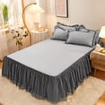 thumbnail image 1 of Fmxomd Wrap Around Solid Cotton Mattress Cover Luxury Hotel Quality Fabric Bedroom Gathered Ruffled Bedding Bed Skirt 14 Inch Drop - Queen Size Gray, 1 of 6