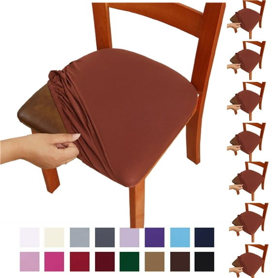 Fmxomd Seat Covers for Dining Room Chair Set of 8 - Stretch Fit Removable Washable Anti-Dust Desk Chair Seat Cushion Protectors - Coffee Chair Covers