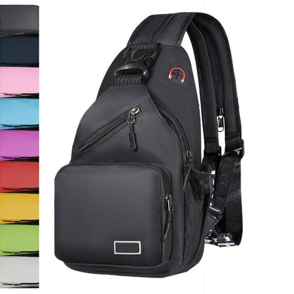 Fmxomd Crossbody Sling Bag Backpack for Men Women Convertible Shoulder Bag Multiple Pockets Chest Bag for Daypack Travel Hiking - Black Sling Bag