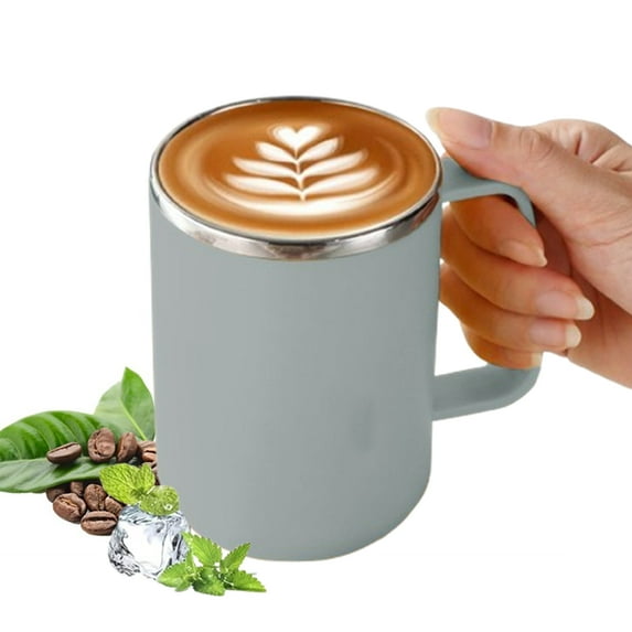 Fmxomd 500ML 16.9oz Stainless Steel Insulated Coffee Mug with Handle Double Wall Vacuum Travel Mug - Tumbler Cup with Lid for Hot Cold Drinks - Gray