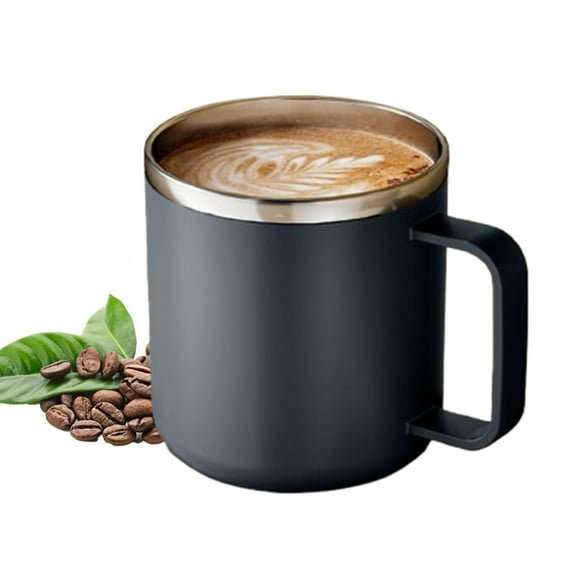 Fmxomd 13.5oz Stainless Steel Coffee Mug with Handle Double Wall Vacuum Travel Mug Thermal Cup with Lid - 400ml Insulated Mug for Hot Beverages - Black