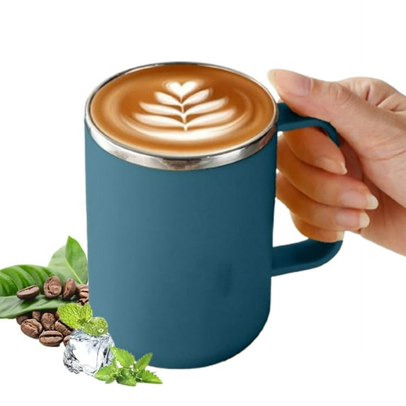 Fmxomd 500ML 16.9oz Stainless Steel Insulated Coffee Mug with Handle Double Wall Vacuum Travel Mug - Tumbler Cup with Lid for Hot Cold Drinks - Blue