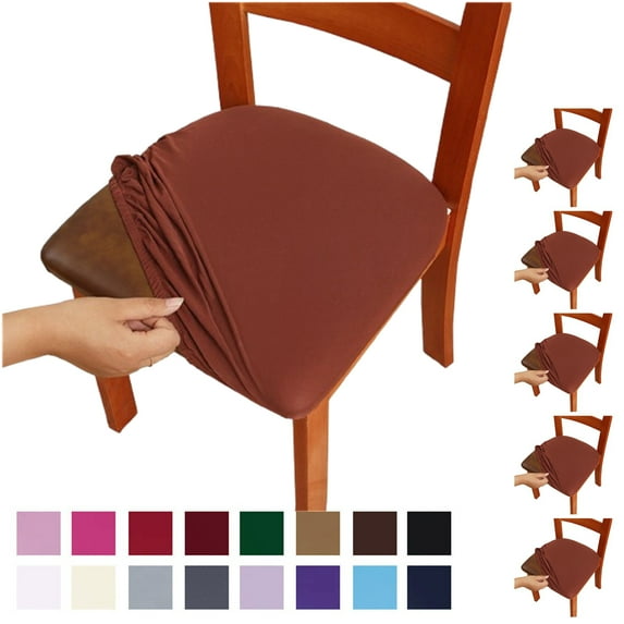 Fmxomd Seat Covers for Dining Room Chair Set of 6 - Stretch Fit Removable Washable Anti-Dust Desk Chair Seat Cushion Protectors - Coffee Chair Covers
