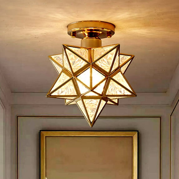 Fmxomd Ceiling Light Semi Flush Mount Ceiling Light Small Chandelier - for Kitchen Hallway Entrance Balcony Dining Rooms Living Rooms Bar Farmhouse - Gold