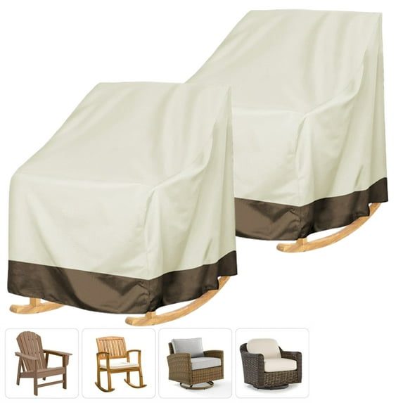Fmxomd 2 Pack Patio Rocking Chair Cover 27.5x32.5x39 Inch - Waterproof Oxford Fabric Production Outdoor Furniture Rocking Chair Covers - Beige