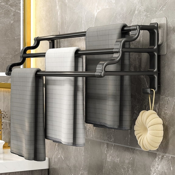 Fmxomd Towel Bars Hanger 15.75 Inch Bath Rack Strong 3M Adhesive Bathroom Wall Free Mounted - Installing Washroom Kitchen Space Saving 3 Bars