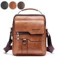 thumbnail image 1 of Fmxomd Messenger Bag for Men Crossbody Shoulder Purse Small Vintage PU Leather Satchel Pouch - Side Crossover Handbag Office Business for Men - Brown, 1 of 9