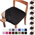 thumbnail image 1 of Fmxomd Seat Covers for Dining Room Chair Set of 8 - Stretch Fit Removable Washable Anti-Dust Desk Chair Seat Cushion Protectors - Black Chair Covers, 1 of 9