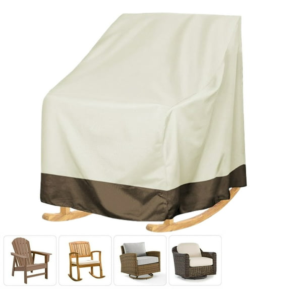 Fmxomd 1 Pack Patio Rocking Chair Cover 27.5x32.5x39 Inch - Waterproof Oxford Fabric Production Outdoor Furniture Rocking Chair Covers - Beige