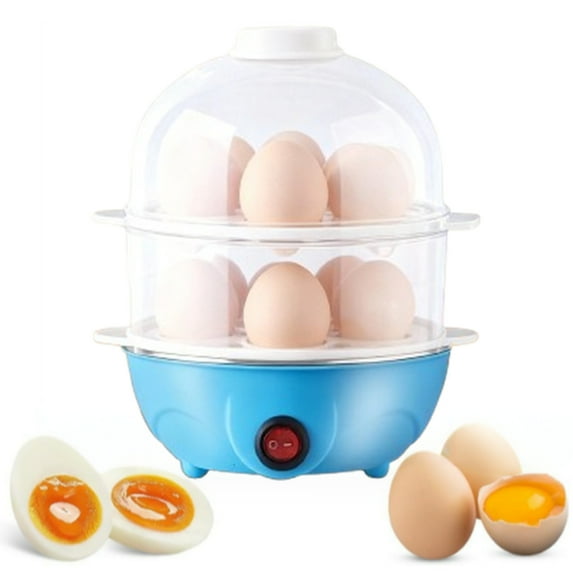 Fmxomd Mini Egg Cooker Electric - 12 Egg Capacity 2 Tier Egg Steamer with Auto Shut-Off - Soft Medium Hard Boiled Egg Maker for Family - Pink 2Tier Egg Cooker