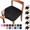 thumbnail image 1 of Fmxomd Seat Covers for Dining Room Chair Set of 6 - Stretch Fit Removable Washable Anti-Dust Desk Chair Seat Cushion Protectors - Black Chair Covers, 1 of 9
