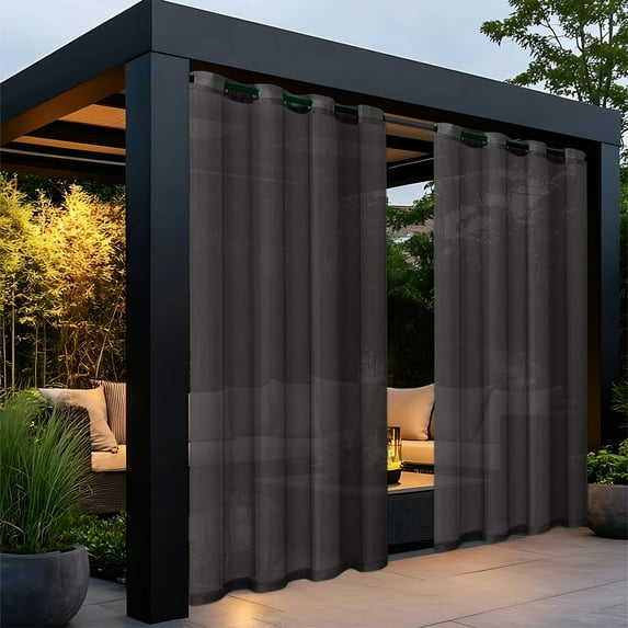 Fmxomd Outdoor Curtains for Patio Premium Thick Privacy Grommet Outside Curtains Drapes for Porch Pergola - 1 Panel 51W x 72L Inch - Black Outdoor Curtains