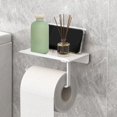 thumbnail image 1 of Fmxomd Toilet Paper Holder with Phone Shelf Adhesive Wall Mount Toilet Tissue Roll Holder - Multifunctional Plastic Bathroom Storage Dispenser - Brushed White, 1 of 7