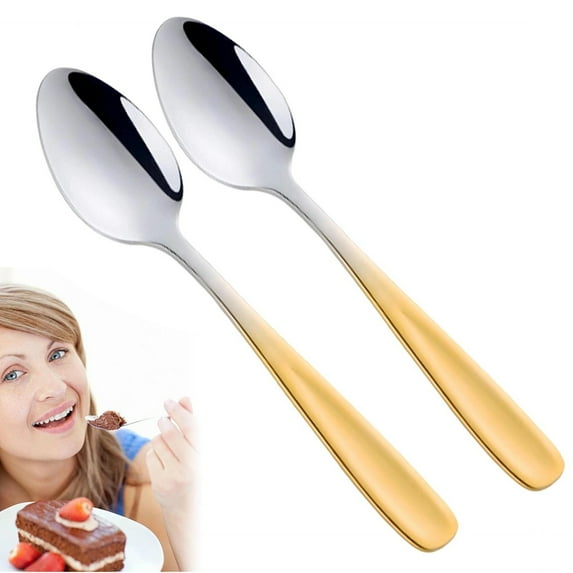 Fmxomd Dessert Spoons Teaspoons 5.5 Inch Small Coffee Spoons Espresso Spoons Premium Stainless Steel Tea Spoons Durable Kitchen Dessert Spoon Mirror Finish Dishwasher Safe - 2Pack
