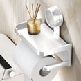 thumbnail image 1 of Fmxomd Toilet Paper Holder with Shelf Paper Towel Holder Wall Mount Suction Cup Toilet Paper Dispenser Phone Shelf - Tissue Roll for Bathroom - White, 1 of 7