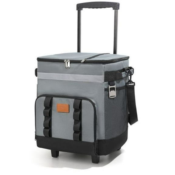 Fmxomd Cooler with Wheels and Handle 35L Rolling Cooler Portable Collapsible Soft Cooler Bag with Wheels - Leak-proof Insulated Wheeled Cooler for Beach Camping Patio Travel