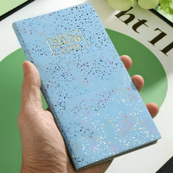 Fmxomd Daily Planner A6 Mini Notebook Pocket Agenda - Small Planner 128 Pages 3.78x6.8 Inch Pocket Calendar Planner for Women Men - Blue Planner