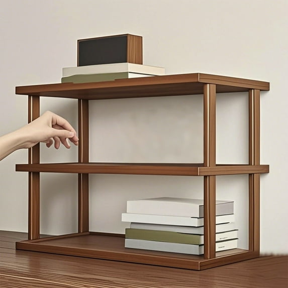 Fmxomd 3-Tier Wooden Open Bookcase Modern Display Bookshelf Solid Wood Frame - Storage Cabinet for Home and Office - Brown Bookcase