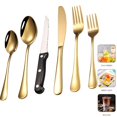 thumbnail image 1 of Fmxomd Silverware Set 6 Piece Premium Stainless Steel Flatware Set Heavy Duty Silverware Cutlery Sets with Knife Spoons and Forks Set - Dishwasher Safe - Gold, 1 of 9
