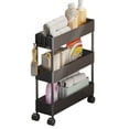 thumbnail image 1 of Fmxomd Slim Storage Cart with Wheels 3 Tier Bathroom Organizer Rolling Utility Mobile Shelving Unit Slide Out - for Office Kitchen Laundry Room Narrow Places - Black, 1 of 7