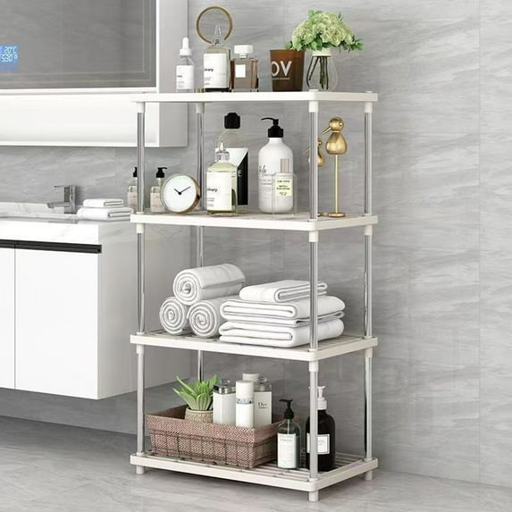 Fmxomd 4 Tier Shelving Plastic Large Storage Shelves Heavy Duty Utility Layer Shelf Rack Organizer 31.4 x 16.5 x 8.6in - Black Storage Shelf