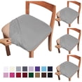 thumbnail image 1 of Fmxomd Seat Covers for Dining Room Chair Set of 4 - Stretch Fit Removable Washable Anti-Dust Desk Chair Seat Cushion Protectors - Light Gray Chair Covers, 1 of 9