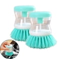 thumbnail image 1 of Fmxomd Good Grips Soap Dispensing Palm Brush Dish Brush with Soap Dispenser for Dishes Pot Pan Kitchen Sink Scrubbing - Green 2pcs Dish Brush, 1 of 8