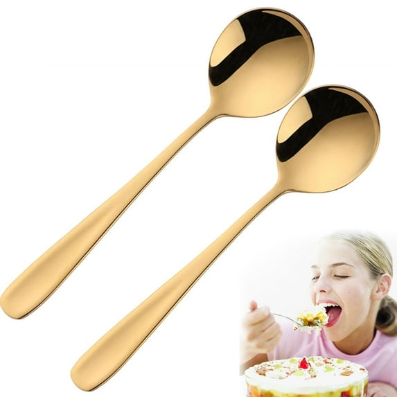 Fmxomd Espresso Spoons Mini Coffee Spoon 6.9 Inch Stainless Steel Small Spoons for Dessert Mirror Polished Spoons for Home Kitchen Restaurant Dishwasher Safe - 2Pack