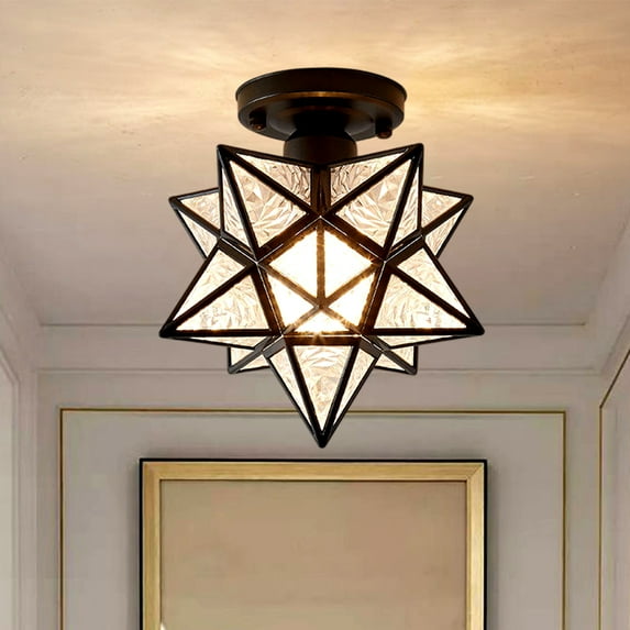 Fmxomd Ceiling Light Semi Flush Mount Ceiling Light Small Chandelier - for Kitchen Hallway Entrance Balcony Dining Rooms Living Rooms Bar Farmhouse - Black