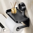 thumbnail image 1 of Fmxomd Toilet Paper Holder with Shelf Paper Towel Holder Wall Mount Suction Cup Tissue Roll Holder for Bathroom Kitchen RV - Matte Black, 1 of 7