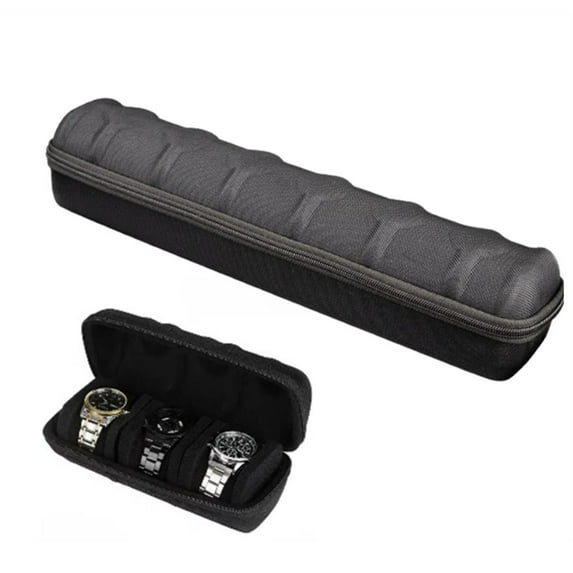 Fmxomd 6 Slot Hard Watch Travel Case Watch Roll Case Storage and Organizer - with Shockproof Watch Pillow for Men and Women - Black 6 Slots
