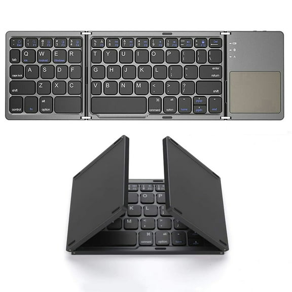 Fmxomd Foldable Wireless Keyboard with Touchpad, Rechargeable Pocket-Sized Folding Travel Keyboard for Phone, Android, Windows -Black