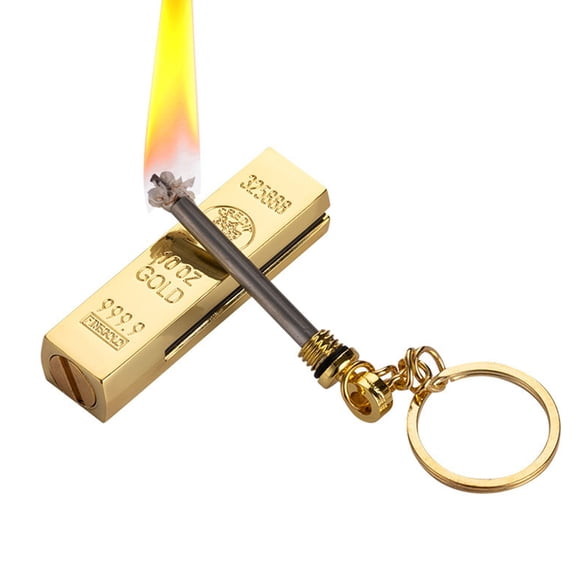 Fmxomd Golden Permanent Match Infinity Lighter, Keychain Lighter Match Strike, Waterproof Reusable Matchstick Fire Starter for Camping, Hiking, Survival, Outdoor Use