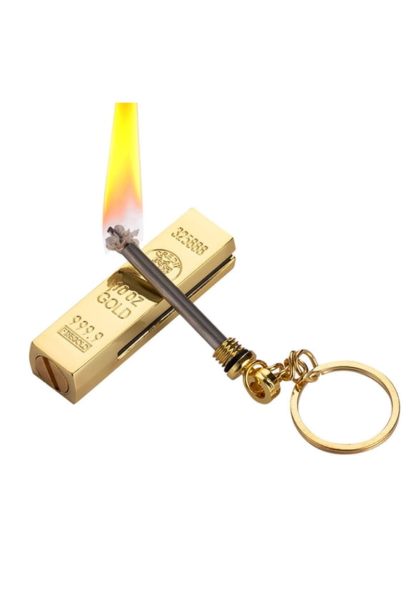 Golden Permanent Match Infinity Lighter, Keychain Lighter Match Strike, Waterproof Reusable Matchstick Fire Starter for Camping, Hiking, Survival, Outdoor Use