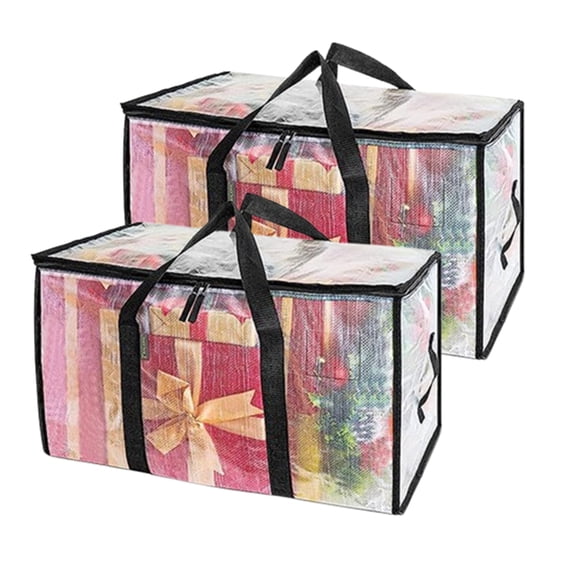 Fmxomd Heavy Duty Clear Moving Bags with Reinforced Handle and Double Zipper, Storage Totes, Packing Bags Alternative to Moving Essential and Supplies Box, Clear, 2 Packs