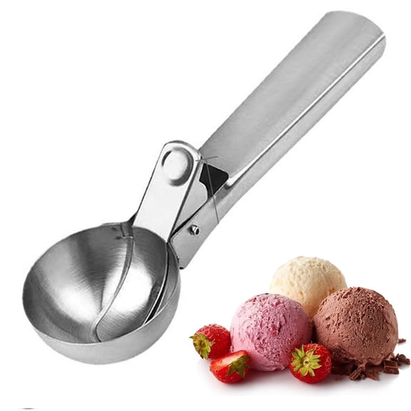 Fmxomd Ice Cream Scoop with Trigger, Cookie Scoop for Baking, 3 Oz Cookie Dough Scooper, Large Ice Cream Scooper, Stainless Steel Portion Scoop