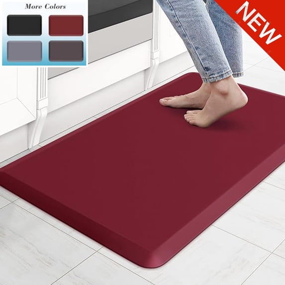 Fmxomd Kitchen Mats, Kitchen Rugs Cushioned Anti Fatigue Rug 17.3"x28" Waterproof, Non Slip, Standing and Comfort Desk/Floor Mats for House Sink Office (Red)