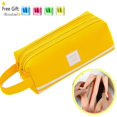 thumbnail image 1 of Fmxomd Large Capacity Pencil Case 2 Compartments, Pencil Pouch Bag with Zipper Portable Handle, Pen Case Bag Stationery Cosmetic Organizer for Home Office Adults Men Women, Yellow, 1 of 9