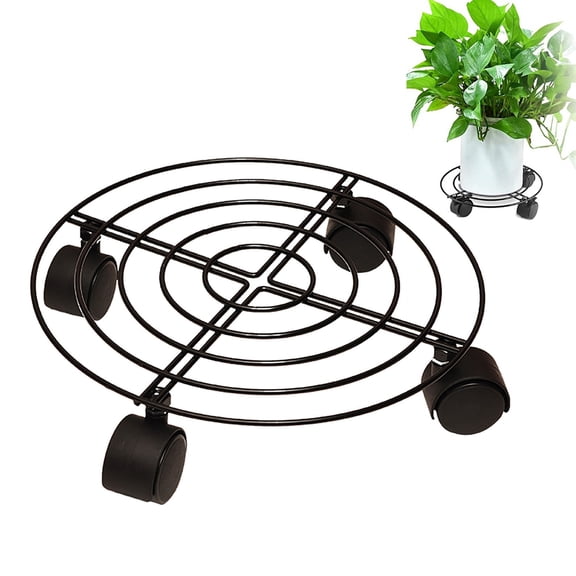 Fmxomd Large Metal Plant Caddy with Wheels, 11.8"Rolling Plant Stands Heavy-Duty Iron Plant Roller Base Pot Movers Plant Saucer on Wheels Indoor Outdoor Plant Dolly with Casters Planter Tray,Black