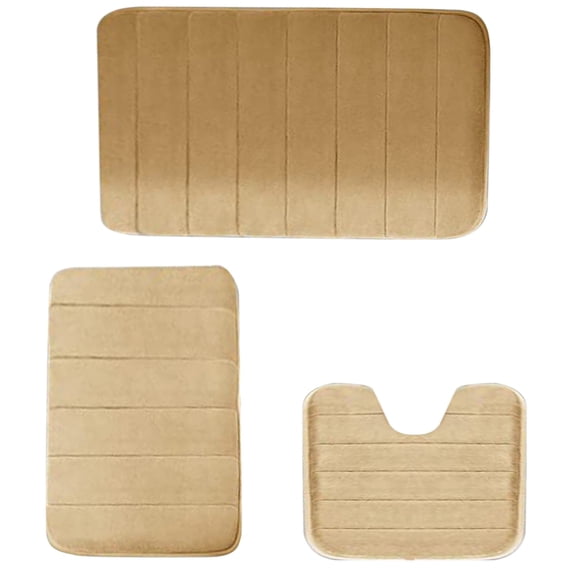 Fmxomd Memory Foam Bath Mats Soft Absorbent Bathroom Rugs 16" x 24", Khaki