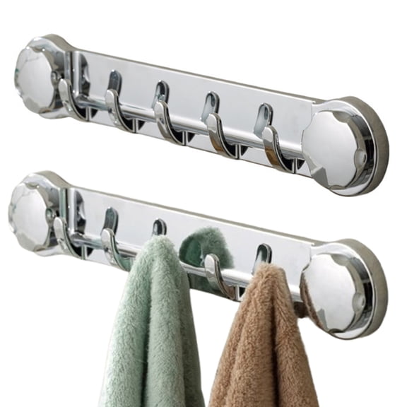 Fmxomd Multifunctional Bathroom Wall Hooks, 2026 Strong Suction Cup Hooks for Shower, No Drilling Towel Rack Wall Mounted Removable Robe Coat Bath Towel Hooks Hanger(2PCS)