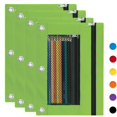 thumbnail image 1 of Fmxomd Pencil Pouch for 3 Ring Binder, Large Pencil Case Pouch with 3 Reinforced Grommets, Pen Bag, Clear Window Pencil Case, Binder Cosmetic Bag, Green（4Pack）, 1 of 7