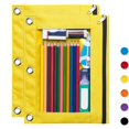 thumbnail image 1 of Fmxomd Pencil Pouch for 3 Ring Binder, Large Pencil Case Pouch with 3 Reinforced Grommets, Pen Bag, Clear Window Pencil Case, Binder Cosmetic Bag, Yellow（2Pack）, 1 of 7